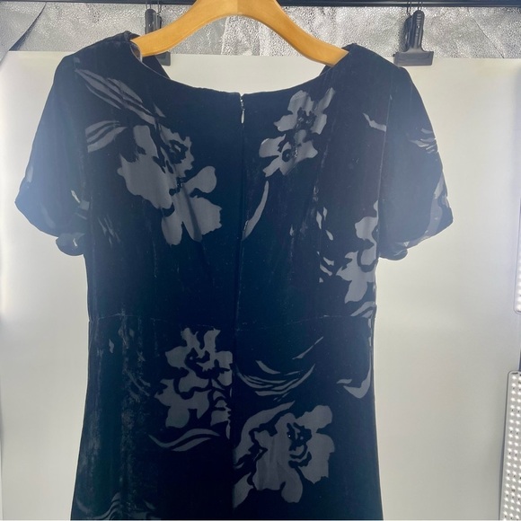 Vtg Donna Ricco Black Velvet Burnout Maxi Slip Dress Silk Size 10 Whimsygoth Y2K - Picture 8 of 14